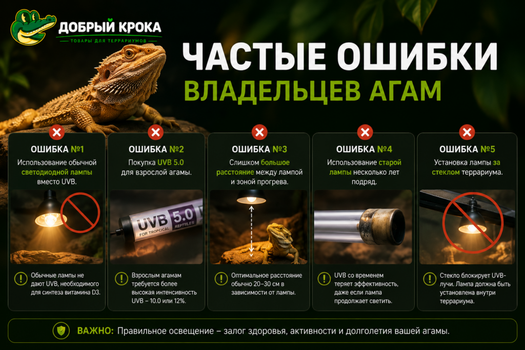 Инфографика , самы частые ошибки при использования уф ламп для террариума