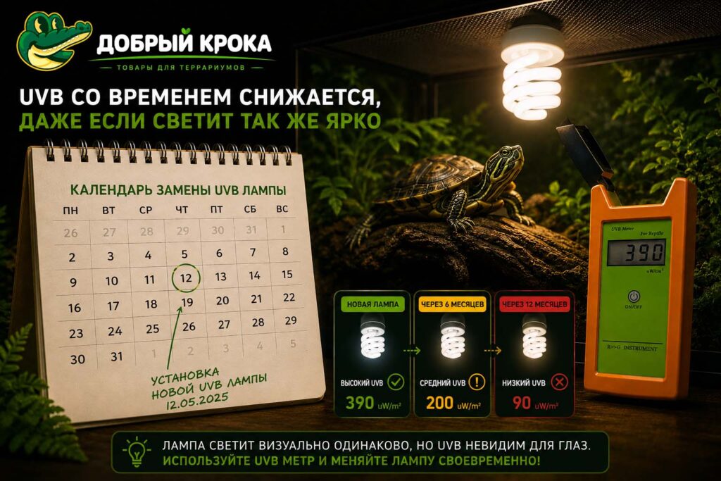 Что бы не забыть укажите дату установки лампы , на террариуме